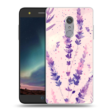 Силиконовый чехол на ZTE Blade V7 Plus с принтом цветы лаванда