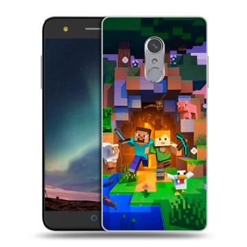 Силиконовый чехол на ZTE Blade V7 Plus с принтом Майнкрафт Minecraft
