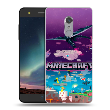 Силиконовый чехол на ZTE Blade V7 Plus с принтом Майнкрафт Minecraft