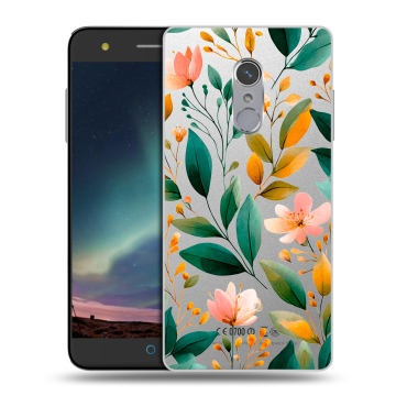 Силиконовый чехол на ZTE Blade V7 Plus с принтом Цветы паттерн Силиконовый чехол на ZTE Blade V7 Plus с принтом Цветы паттерн