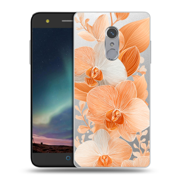 Силиконовый чехол на ZTE Blade V7 Plus с принтом Бежевые цветы Силиконовый чехол на ZTE Blade V7 Plus с принтом Бежевые цветы