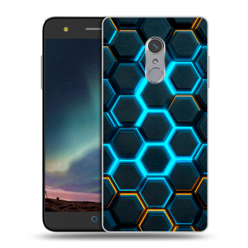 Силиконовый чехол на ZTE Blade V7 Plus с принтом Неоновые соты Силиконовый чехол на ZTE Blade V7 Plus с принтом Неоновые соты