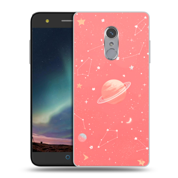 Силиконовый чехол на ZTE Blade V7 Plus с принтом Розовый космос Силиконовый чехол на ZTE Blade V7 Plus с принтом Розовый космос