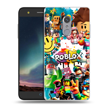 Силиконовый чехол на ZTE Blade V7 Plus с принтом Roblox Роблокс