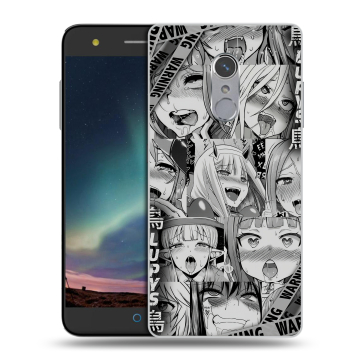 Силиконовый чехол на ZTE Blade V7 Plus с принтом Ahegao Ахегао Аниме