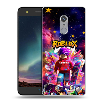 Силиконовый чехол на ZTE Blade V7 Plus с принтом Roblox Роблокс
