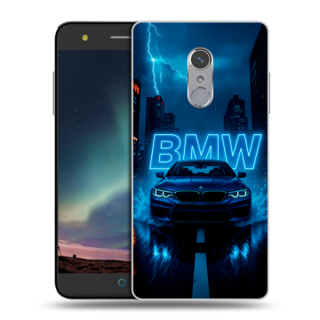Силиконовый чехол на ZTE Blade V7 Plus с принтом BMW БМВ