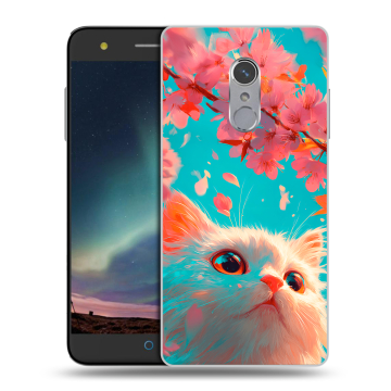 Силиконовый чехол на ZTE Blade V7 Plus с принтом Красивый кот
