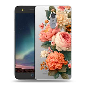 Силиконовый чехол на ZTE Blade V7 Plus с принтом цветы