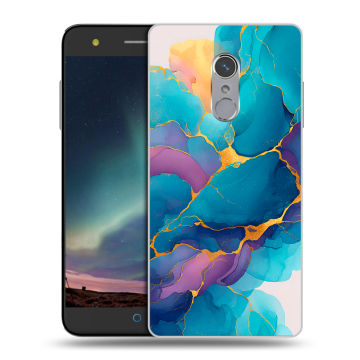 Силиконовый чехол на ZTE Blade V7 Plus с принтом Мрамор блестки