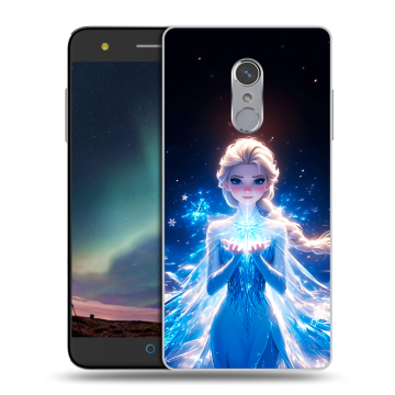 Силиконовый чехол на ZTE Blade V7 Plus с принтом Холодное сердце Frozen