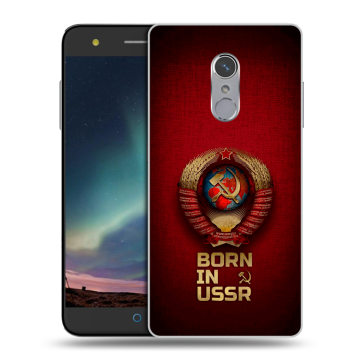 Силиконовый чехол на ZTE Blade V7 Plus с принтом Флаг Герб СССР