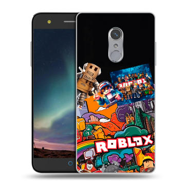 Силиконовый чехол на ZTE Blade V7 Plus с принтом Roblox Роблокс