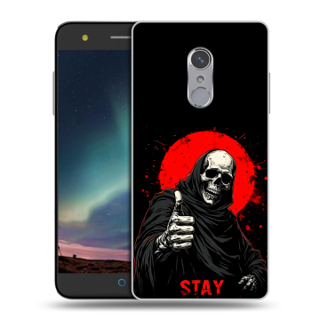 Силиконовый чехол на ZTE Blade V7 Plus с принтом смешной скелет
