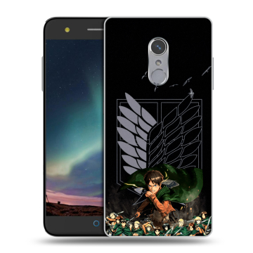 Силиконовый чехол на ZTE Blade V7 Plus с принтом Атака титанов