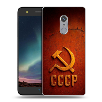 Силиконовый чехол на ZTE Blade V7 Plus с принтом Флаг Герб СССР