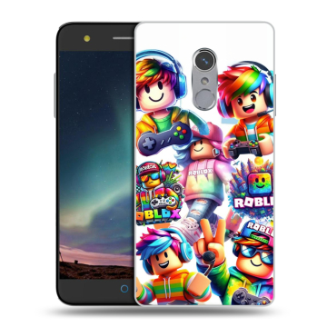 Силиконовый чехол на ZTE Blade V7 Plus с принтом Roblox Роблокс