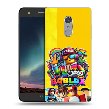 Силиконовый чехол на ZTE Blade V7 Plus с принтом Roblox Роблокс
