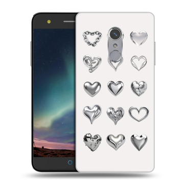 Силиконовый чехол на ZTE Blade V7 Plus с принтом Y2K сердечки Силиконовый чехол на ZTE Blade V7 Plus с принтом Y2K сердечки