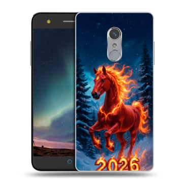 Силиконовый чехол на ZTE Blade V7 Plus с принтом Новый год коня