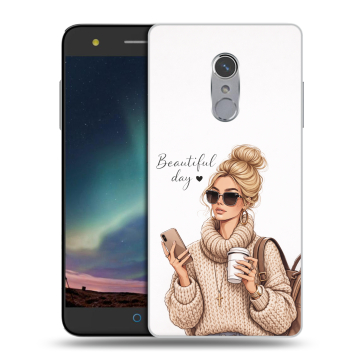 Силиконовый чехол на ZTE Blade V7 Plus с принтом женский
