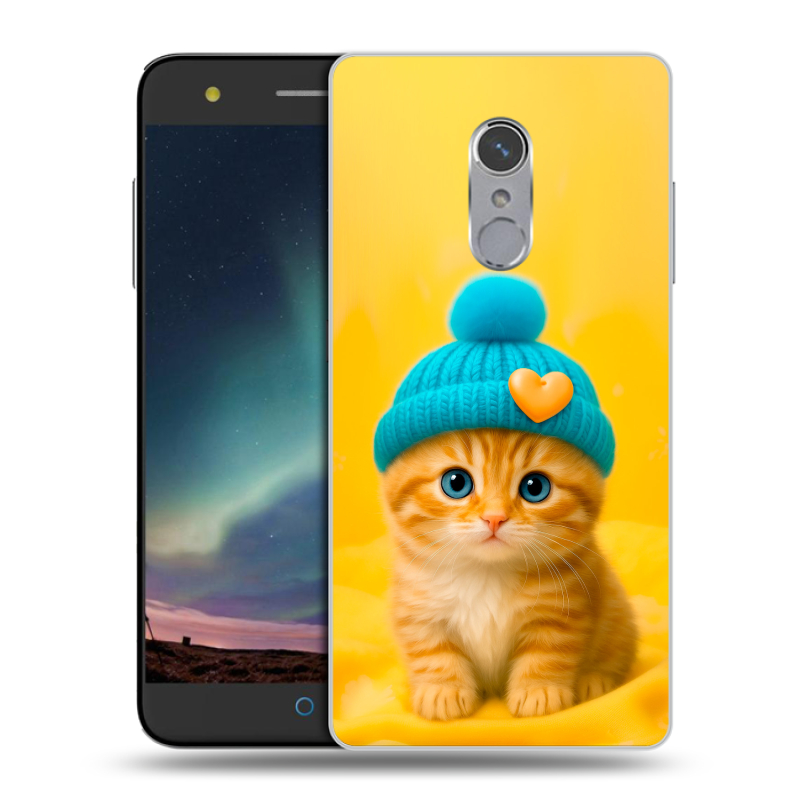 Силиконовый чехол на ZTE Blade V7 Plus с принтом Котенок в шапке Силиконовый чехол на ZTE Blade V7 Plus с принтом Котенок в шапке