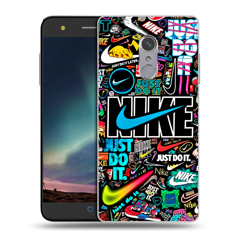 Силиконовый чехол на ZTE Blade V7 Plus с принтом найк nike черный Силиконовый чехол на ZTE Blade V7 Plus с принтом найк nike черный