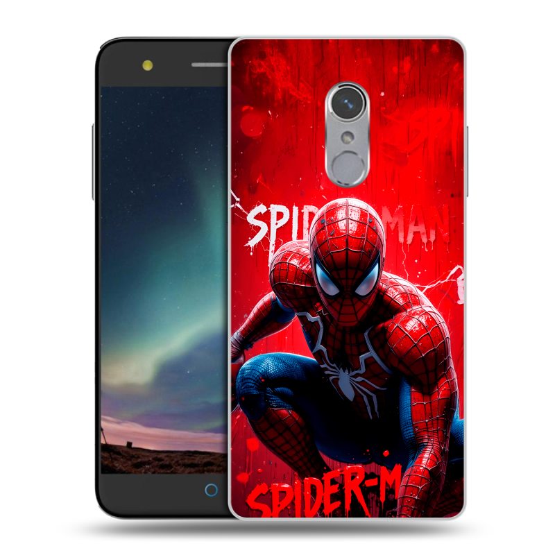 Силиконовый чехол на ZTE Blade V7 Plus с принтом Spiderman Человек паук Силиконовый чехол на ZTE Blade V7 Plus с принтом Spiderman Человек паук