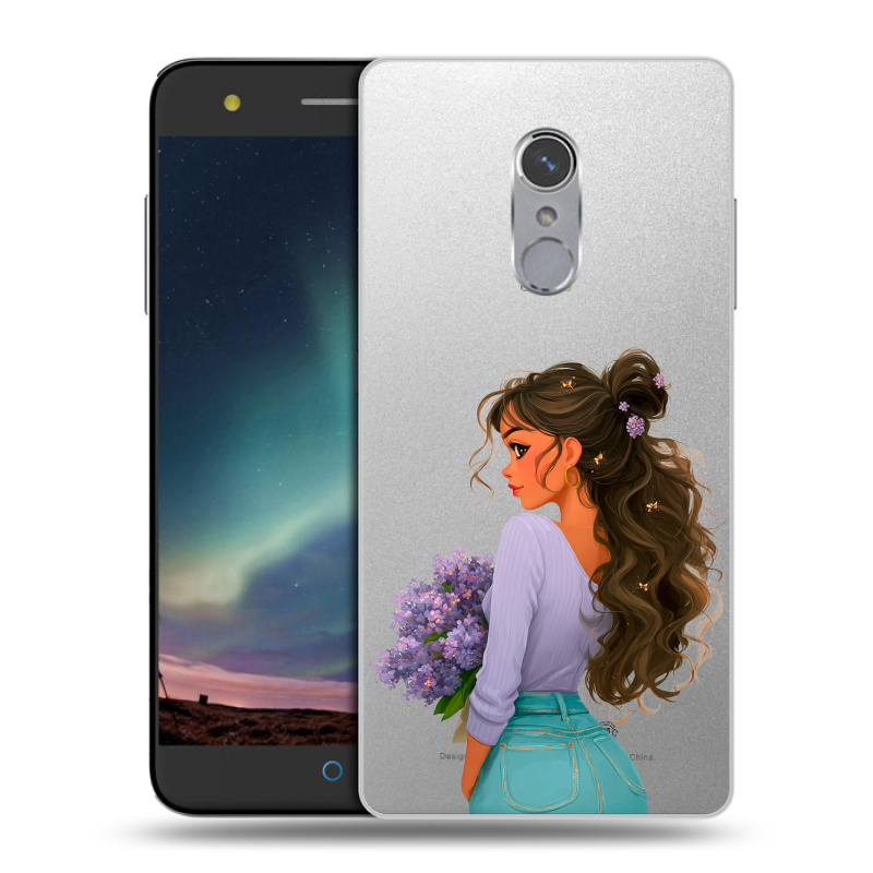 Силиконовый чехол на ZTE Blade V7 Plus с принтом девушка цветы Силиконовый чехол на ZTE Blade V7 Plus с принтом девушка цветы