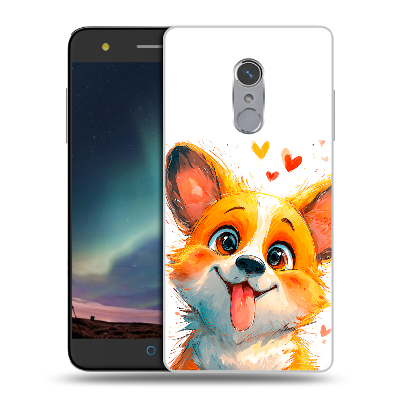 Силиконовый чехол на ZTE Blade V7 Plus с принтом корги Силиконовый чехол на ZTE Blade V7 Plus с принтом корги