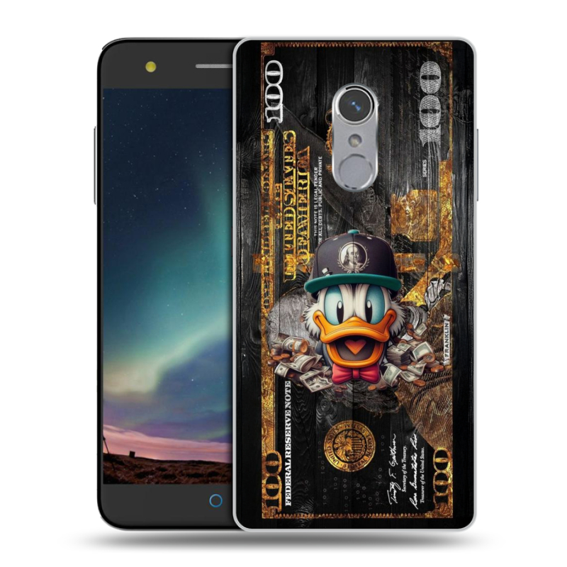 Силиконовый чехол на ZTE Blade V7 Plus с принтом Дональд Дак Доллар Силиконовый чехол на ZTE Blade V7 Plus с принтом Дональд Дак Доллар