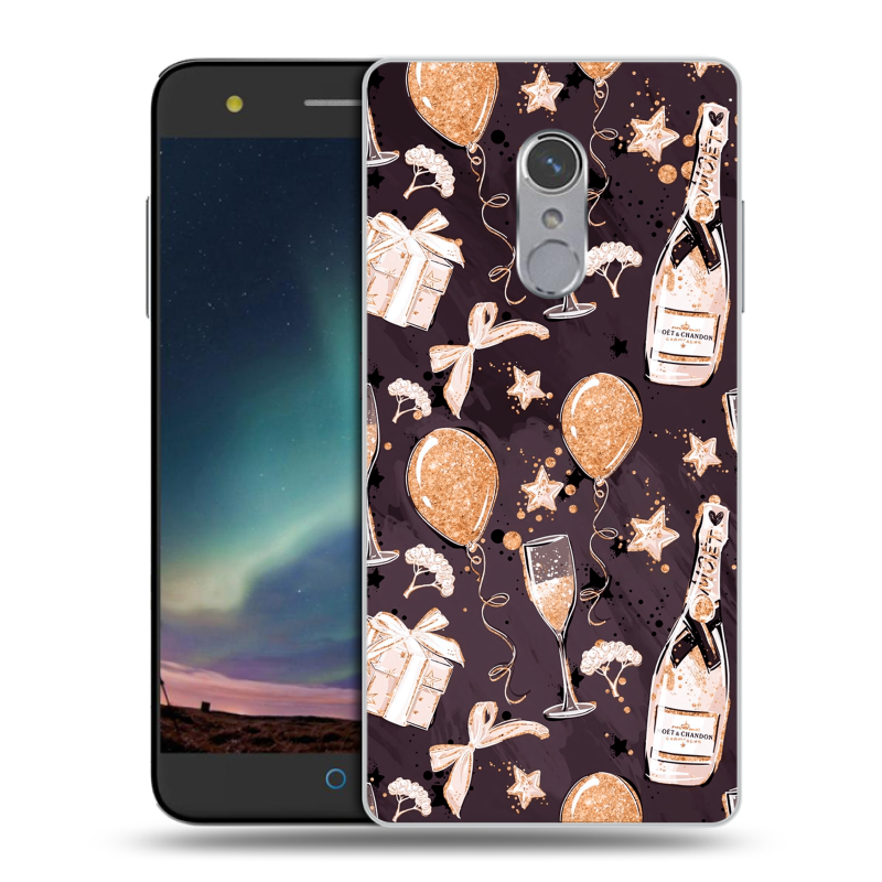 Силиконовый чехол на ZTE Blade V7 Plus с принтом Новый год Силиконовый чехол на ZTE Blade V7 Plus с принтом Новый год