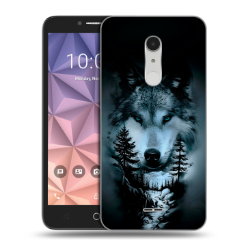 Силиконовый чехол на Alcatel A3 XL с принтом Лесной волк Силиконовый чехол на Alcatel A3 XL с принтом Лесной волк