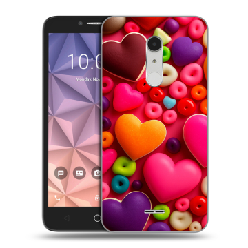 Силиконовый чехол на Alcatel A3 XL с принтом Сердечки Силиконовый чехол на Alcatel A3 XL с принтом Сердечки