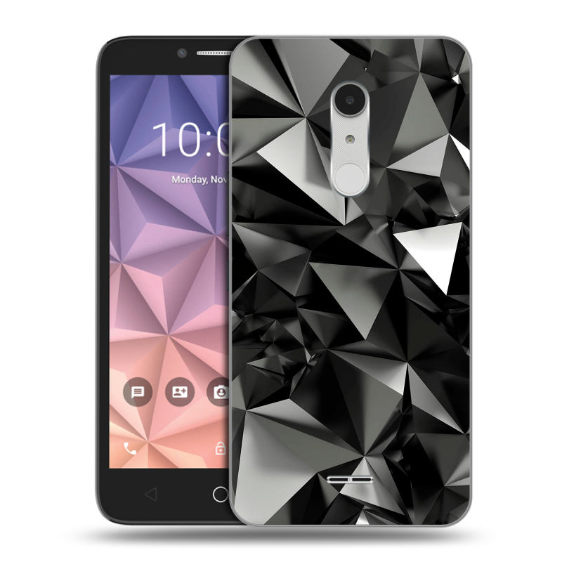 Силиконовый чехол на Alcatel A3 XL с принтом Черные кристаллы Силиконовый чехол на Alcatel A3 XL с принтом Черные кристаллы