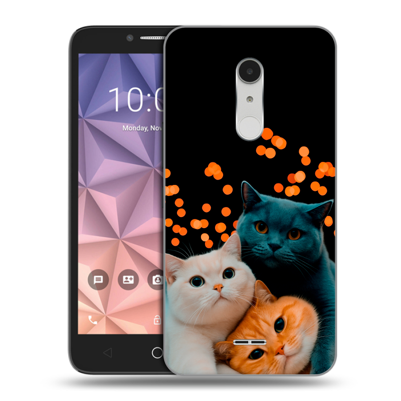 Силиконовый чехол на Alcatel A3 XL с принтом Кошки Силиконовый чехол на Alcatel A3 XL с принтом Кошки