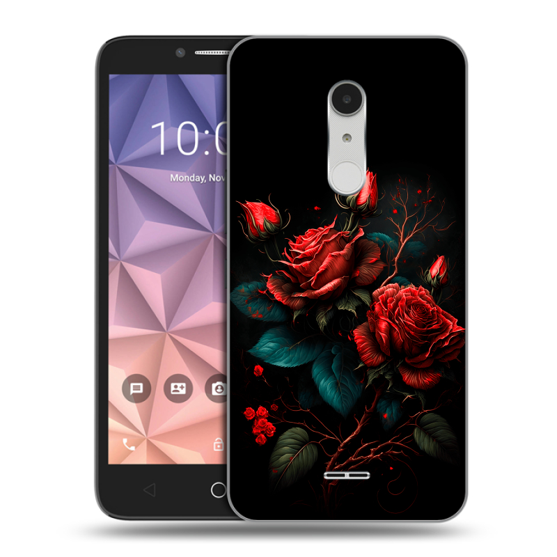 Силиконовый чехол на Alcatel A3 XL с принтом Розы красные Силиконовый чехол на Alcatel A3 XL с принтом Розы красные