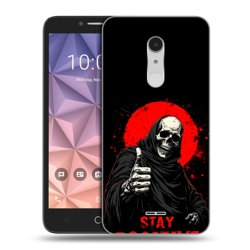 Силиконовый чехол на Alcatel A3 XL с принтом смешной скелет Силиконовый чехол на Alcatel A3 XL с принтом смешной скелет