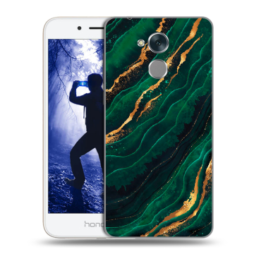 Силиконовый противоударный чехол на Huawei Honor 6A с принтом Мрамор зеленое золото Силиконовый противоударный чехол на Huawei Honor 6A с принтом Мрамор зеленое золото