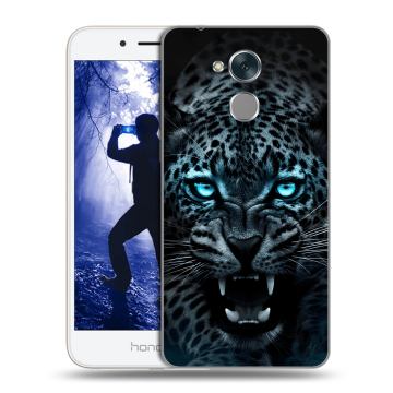 Силиконовый противоударный чехол на Huawei Honor 6A с принтом Темный леопард Силиконовый противоударный чехол на Huawei Honor 6A с принтом Темный леопард