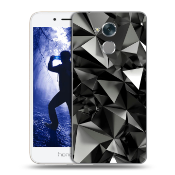 Силиконовый противоударный чехол на Huawei Honor 6A с принтом Черные кристаллы Силиконовый противоударный чехол на Huawei Honor 6A с принтом Черные кристаллы
