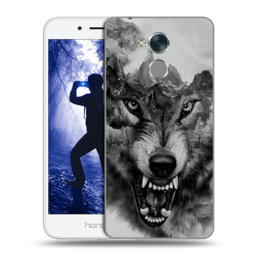 Силиконовый противоударный чехол на Huawei Honor 6A с принтом Волк Силиконовый противоударный чехол на Huawei Honor 6A с принтом Волк