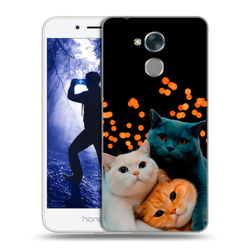 Силиконовый противоударный чехол на Huawei Honor 6A с принтом Кошки Силиконовый противоударный чехол на Huawei Honor 6A с принтом Кошки