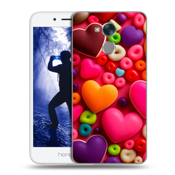 Силиконовый противоударный чехол на Huawei Honor 6A с принтом Сердечки Силиконовый противоударный чехол на Huawei Honor 6A с принтом Сердечки