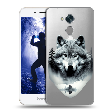 Силиконовый противоударный чехол на Huawei Honor 6A с принтом Волк в лесу