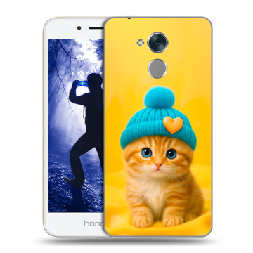 Силиконовый противоударный чехол на Huawei Honor 6A с принтом Котенок в шапке Силиконовый противоударный чехол на Huawei Honor 6A с принтом Котенок в шапке