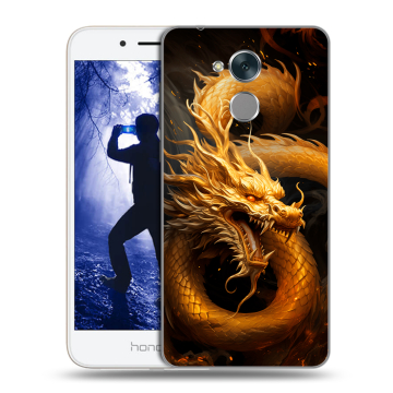 Силиконовый противоударный чехол на Huawei Honor 6A с принтом Золотой дракон Силиконовый противоударный чехол на Huawei Honor 6A с принтом Золотой дракон