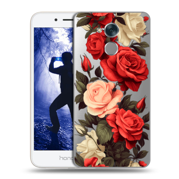 Силиконовый противоударный чехол на Huawei Honor 6A с принтом Розы