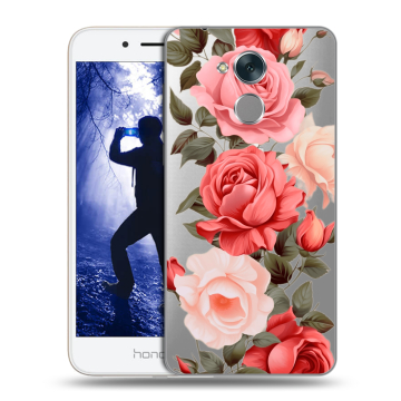 Силиконовый противоударный чехол на Huawei Honor 6A с принтом Розы