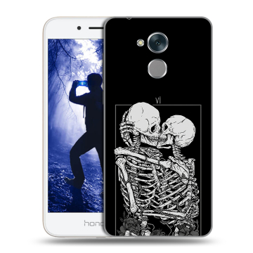 Силиконовый противоударный чехол на Huawei Honor 6A с принтом Поцелуй скелетов Силиконовый противоударный чехол на Huawei Honor 6A с принтом Поцелуй скелетов